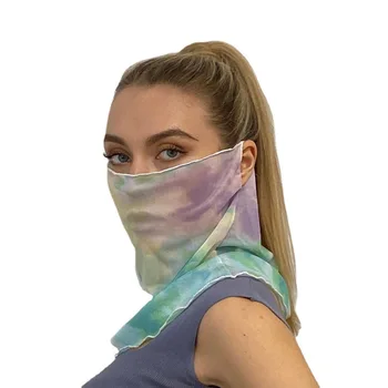 O Novo Cool Permeabilidade Ao Ar De Gelo Seda Máscara De Tie-Dye Véu Com Colar Mulheres De Lenços