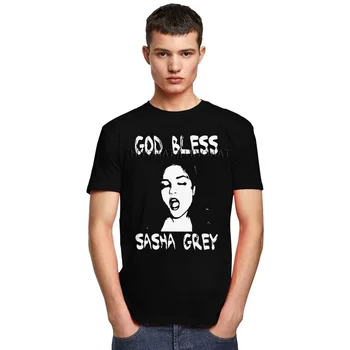 Deus Abençoe a Sasha Grey Tshirt Homens de camisa de Manga Curta Streetwear T-Shirt Interior Filme T-shirt de Algodão Macio Tee Roupas