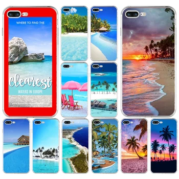 185H verão Cena de Praia ao pôr do Sol no mar de Palma TPU Macio de Silicone Case Capa Para Apple iPhone 6 6 7 8 plus Caso