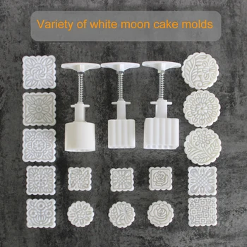 Quente Quadrado/Redondo Mooncake Molde a Pressão da Mão do Criador do Molde com Flor de Selos de Plástico Cookies Cortador D6