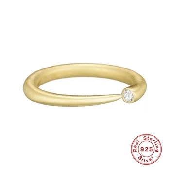 ROXI Minimalismo Linha Rosa de Ouro Aberta de Anéis para as Mulheres Cristais Anel de Prata 925 Jóias Multi-estilo de Geometria Anel de Dedo