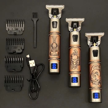 2021 USB T9 Cabelo Clipper Profissional Elétrico aparador de pêlos Barbeiro Barbeador Aparador de Barba 0mm Homens de Cabelo Máquina de Corte para homens