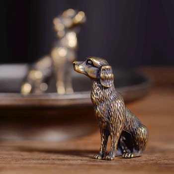 Cobre Cão Miniaturas, Estatuetas, Interior De Decoração De Casa De Mobiliário Artesanal Em Latão Maciço Animal Estátua Decrations Carro Artesanato