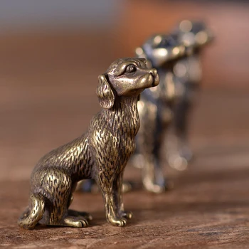 Cobre Cão Miniaturas, Estatuetas, Interior De Decoração De Casa De Mobiliário Artesanal Em Latão Maciço Animal Estátua Decrations Carro Artesanato