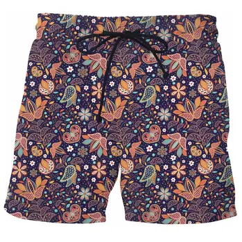 Paisley padrão Completo Impresso Mens Shorts Unisex Streetwear Cintura Elástica Shorts de Praia no Verão Harajuku Shorts Ocasionais Têm correia